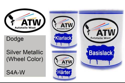 Dodge, Silver Metallic (Wheel Color), S4A-W: 1L Lackdose + 1L Klarlack + 500ml Härter - Set, von ATW Autoteile West.
